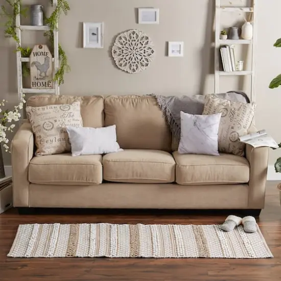 Stone and White Hand-Loomed Paper Chindi Runner 2.25ft. x 6ft. {4}