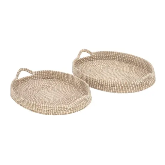 Brown Sea Grass Boho Style Tray Set {1}