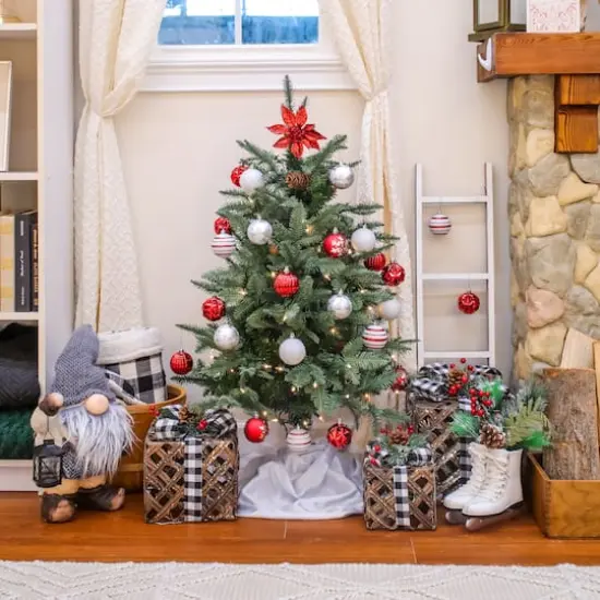 3ft. Pre-Lit Evergreen Pathway Artificial Christmas Tree, Clear Lights {6}