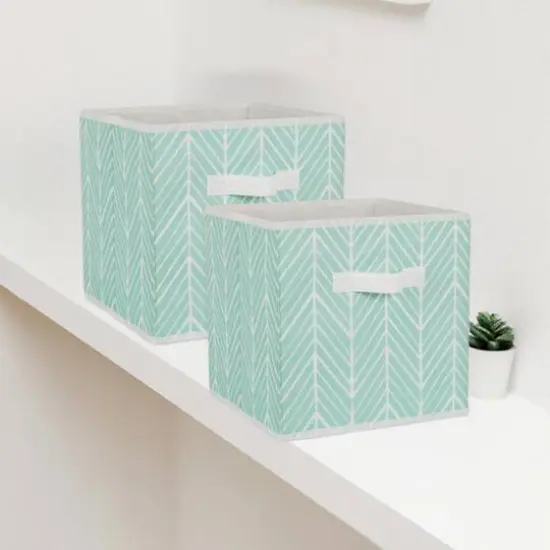 DII&reg; 11" Aqua Herringbone Storage Cube, 2ct. {10}