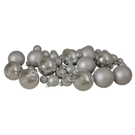 40ct. Shiny & Matte Silver Glass Ball Ornaments {1}