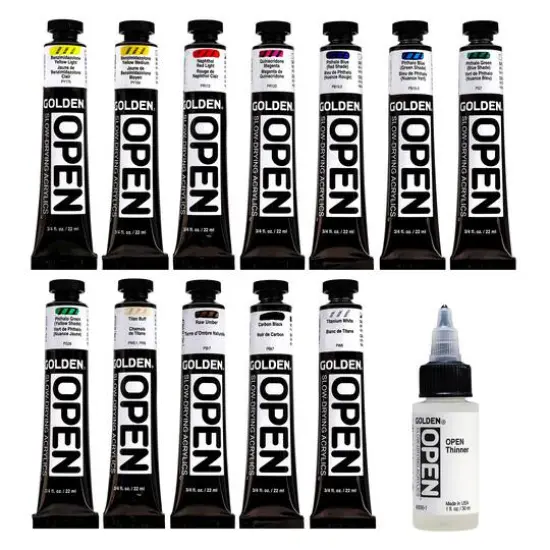 Golden&reg; Open Acrylics 12 Color Slow Drying Paint Mixing Set {1}