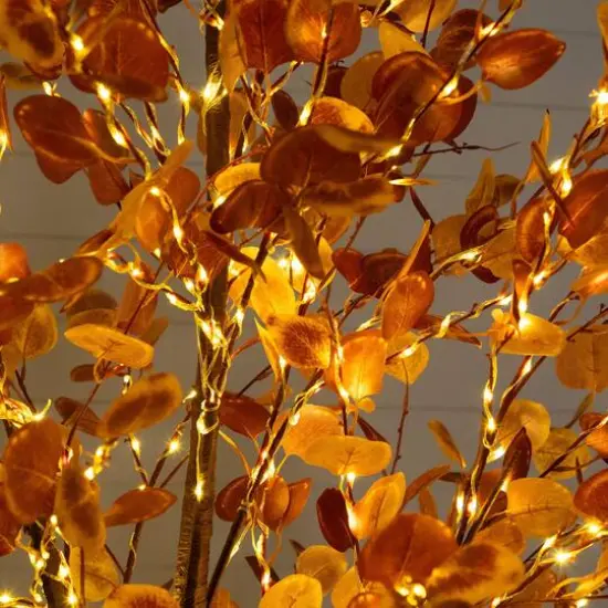 8ft. Pre-Lit Grand Autumn Eucalyptus Artificial Fall Tree with 540 Warm White LED Lights {6}