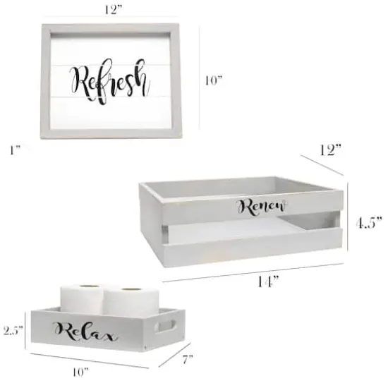 Elegant Designs Small Gray Wash Towel Holder, Frame & Toilet Paper Holder Set {3}