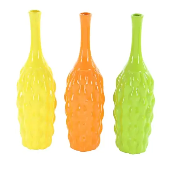 18" Bright Ceramic Coastal Vase Set {3}