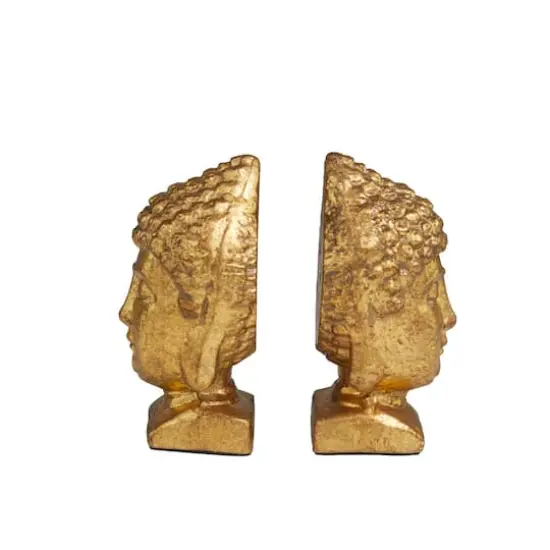 6" Gold Metal Buddha Bookends Set {4}