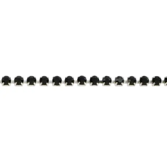5yd. Glass Rhinestone Chain Spool by Bead Landing&trade; Black/Silver Finish {3}
