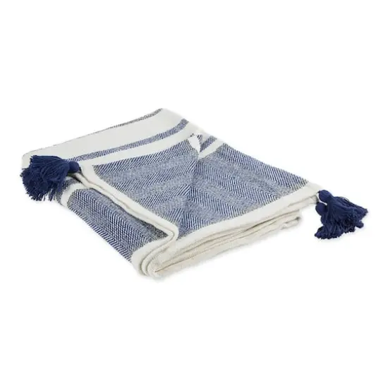 DII&reg; Navy & Mineral 2-Tone Chevron Stripe Throw {1}