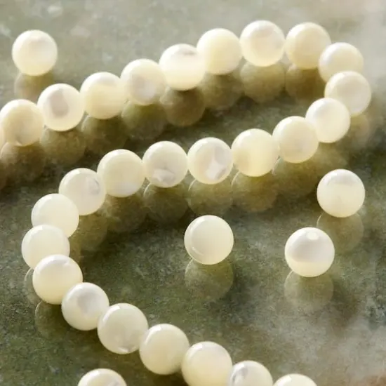 White Mother of Pearl Round Beads by Bead Landing&trade;, 6mm {3}