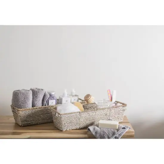 DII&reg; 16" Metallic Silver Trapezoid Seagrass Bins, 2ct. {5}