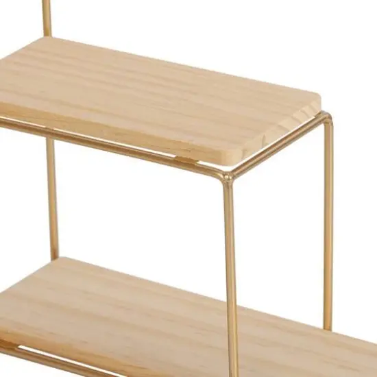 NEX 2-Tier Gold Metal Wall Mounted Floating Shelves Organizer Display {4}
