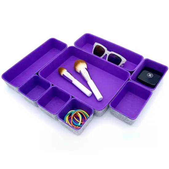 Welaxy Felt 8 Piece Drawer Organizer Tray Set Purple {5}