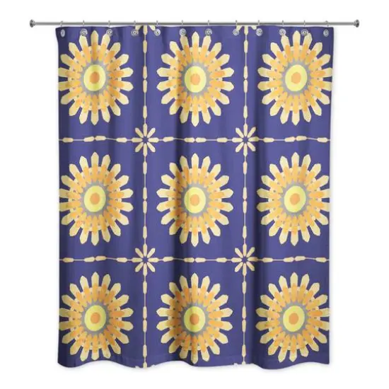 Mandalas Shower Curtain Navy {1}