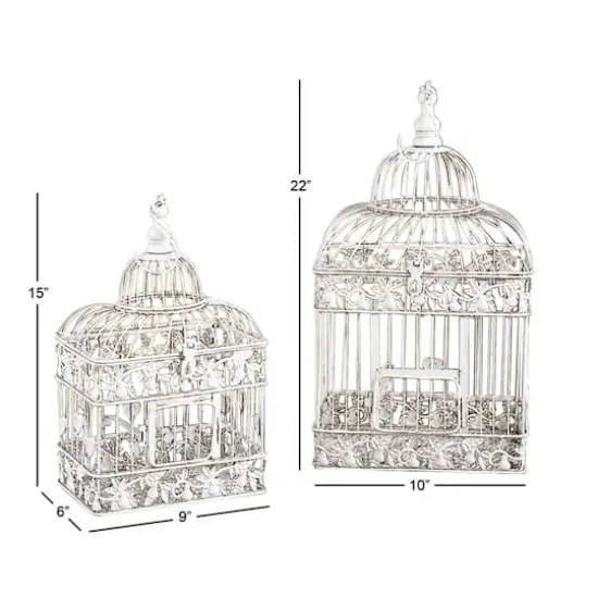 White Metal Vintage Birdcage Set {5}