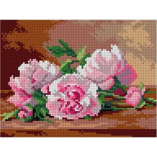 Orchidea Needlepoint Canvas For Halfstitch Without Yarn After Jules Alexandre Gamba De Preydour - Peonies - Printed Tapestry Canvas {1}