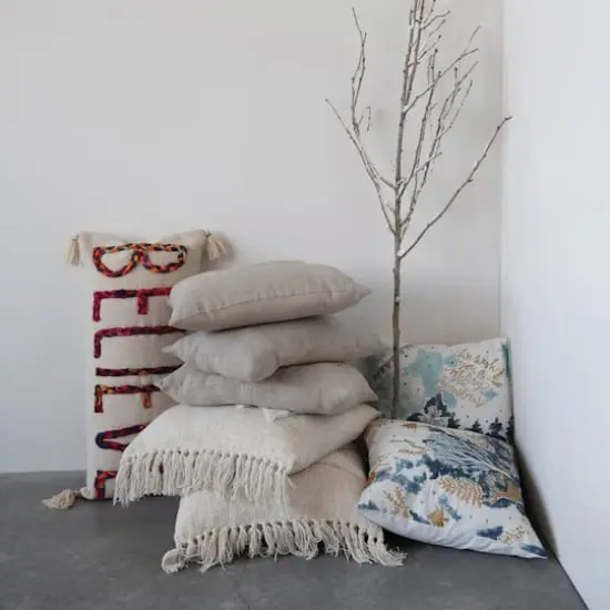 Hello Honey&reg; Cream Cotton Blend Punch Hook Pillow with Tassels Set {3}