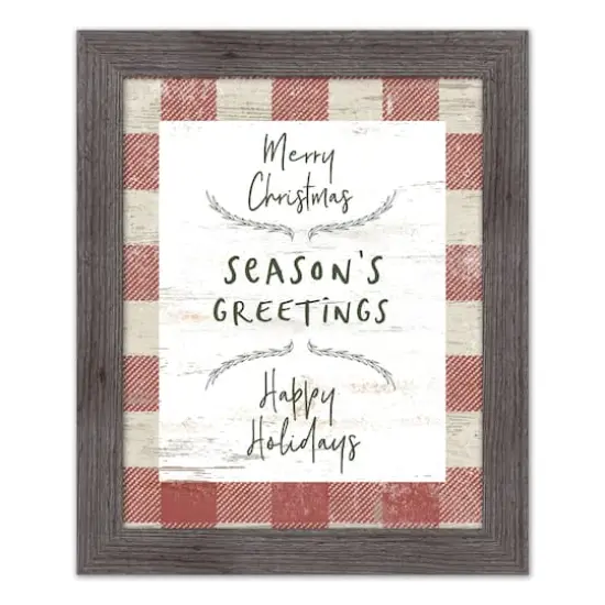 Red Buffalo Check Holiday Phrases Print in Western Gray Frame {1}