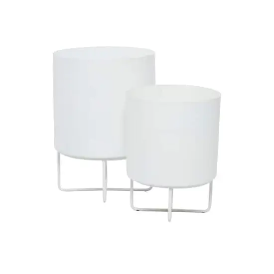 White Modern Planter, Set of 2" 16", 13" {4}