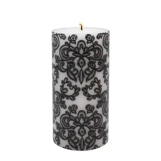 3" x 6" Black & White Lace Pillar Candle by Ashland&reg; {3}