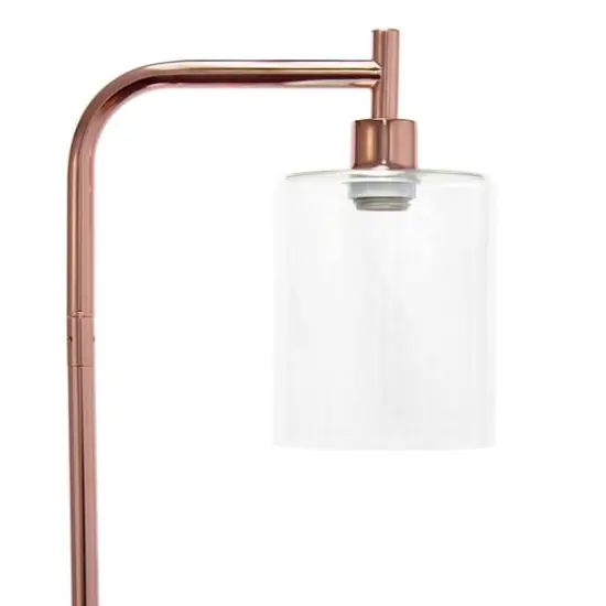 Simple Designs&trade; Iron Lantern Floor Lamp with Glass Shade Rose Gold {8}