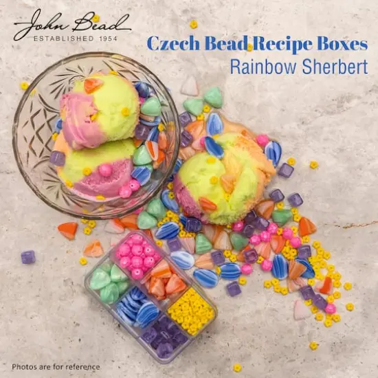 John Bead Czech Glass Recipe Box Beading Kit Rainbow Sherbert {4}