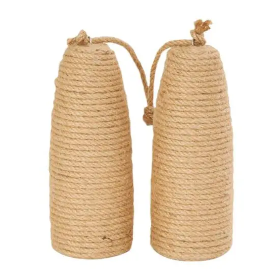 9.5" Brown Jute Buoy Coiled Rope Sculpture {8}