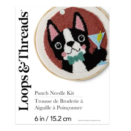 6" Dog with Martini Punch Needle Kit with Hoop by Loops & Threads&reg; {3}