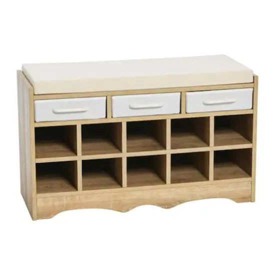 Household Essentials 32" Storage Bench Coastal Oak {1}