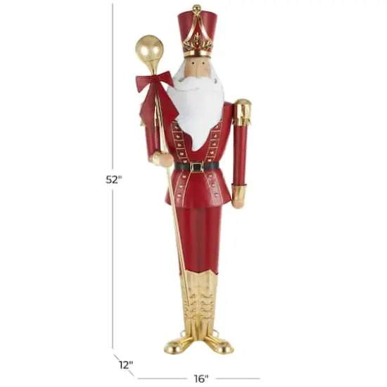 52" Red Metal Nutcracker Standing Sculpture {9}