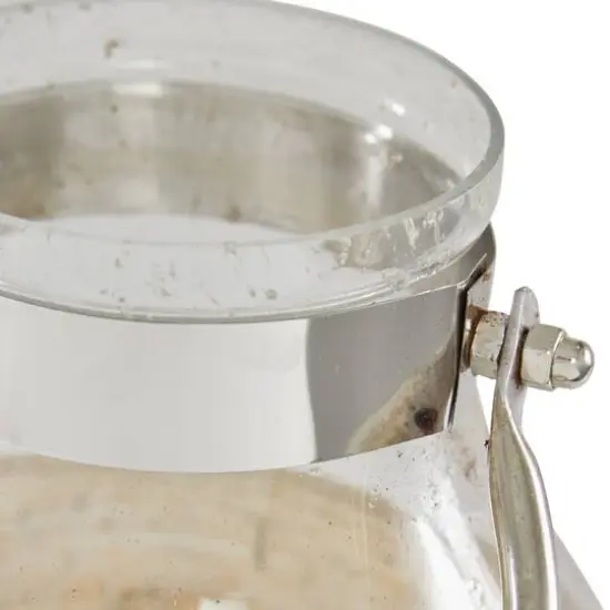 Clear Glass Country Cottage Candle Holder Lantern, 8" x 6" x 7" {7}