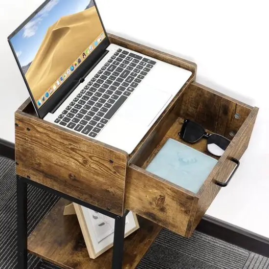 NEX&trade; 2 Layer Bedside End Table with Drawer & USB Ports {6}