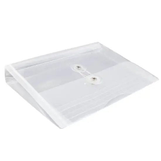 JAM Paper 5.5" x 7.5" Button & String Tie Closure Plastic Envelopes, 12ct. Clear {6}