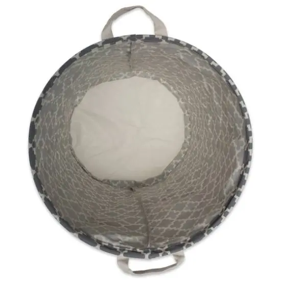 DII® Round Lattice PE-Coated Cotton Polyester Laundry Hamper Gray {7}