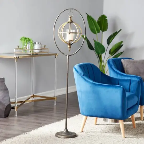 Black Metal Eclectic Candle Holder Lantern, 60" x 15" x 12" {6}