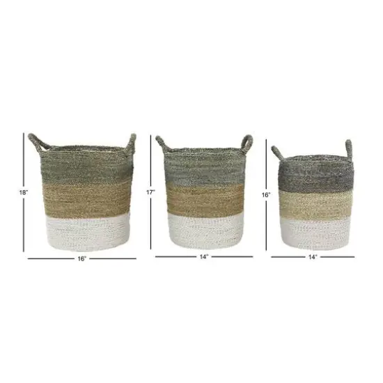 Multi Colored Seagrass Contemporary Storage Basket Set {8}
