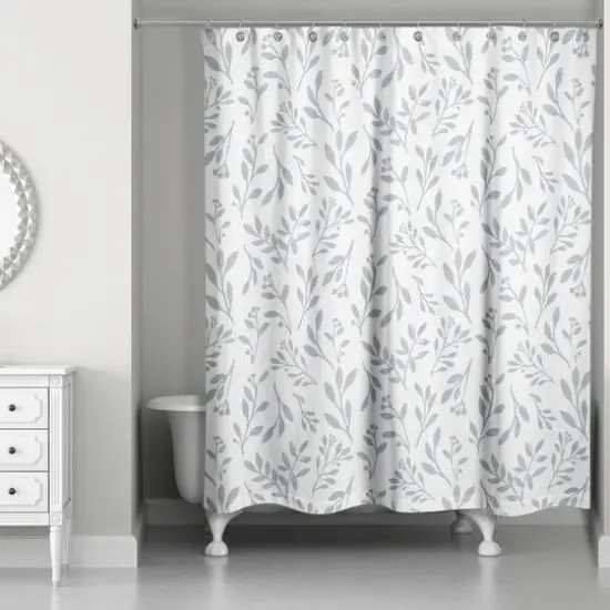 74" Delicate Floral Shower Curtain Blue and White {3}