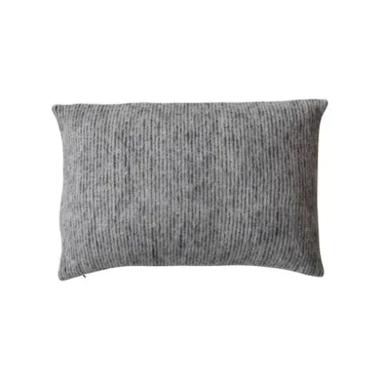Hello Honey&reg; 24" Gray Brushed New Zealand Wool Striped Lumbar Pillow {1}