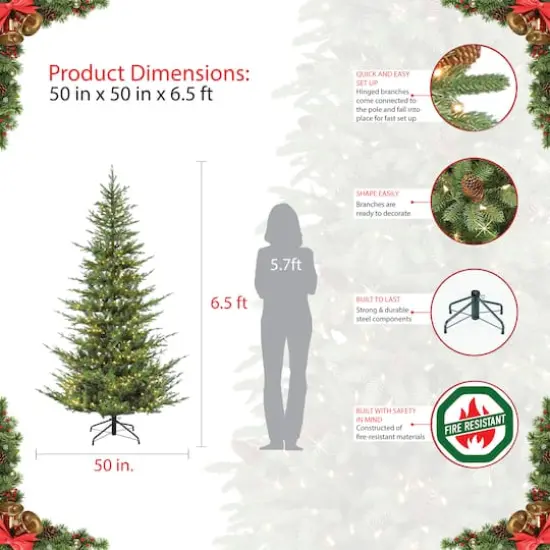 6.5ft. Pre-Lit Natural Fir Artificial Christmas Tree, Clear Lights  {5}