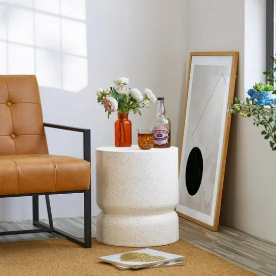 Glitzhome&reg; 17" Multi-Functional Faux Terrazzo Garden Stool {6}