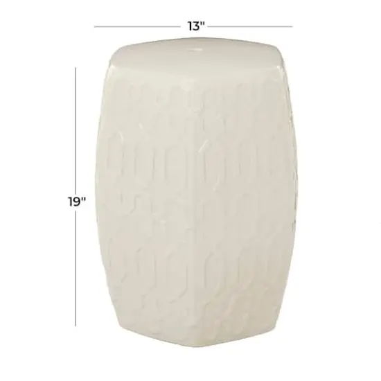 Cream Ceramic Contemporary Accent Table, 19" x 13" x 14" {8}