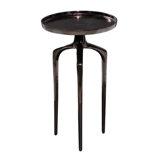22" Black Aluminum Contemporary Accent Table {6}