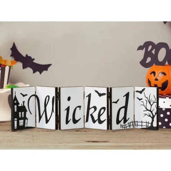 Glitzhome&reg; 20" Halloween Hinged Table Sign {3}