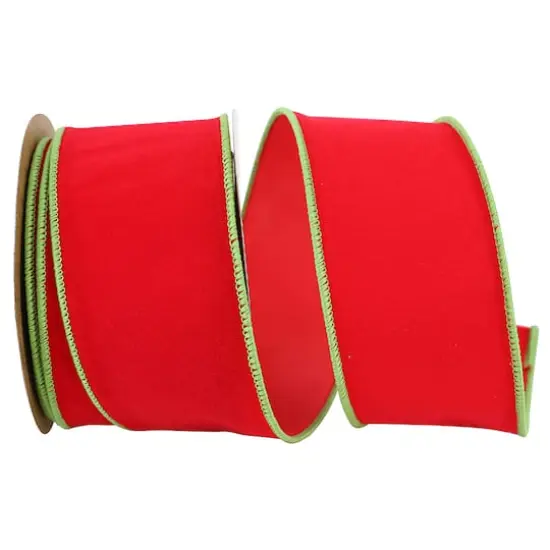 Reliant 2.5" x 10yd. Velvet Duro Domestic Wired Ribbon Hot Red/Lime {1}