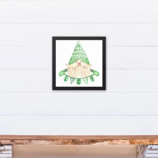 Lucky Leprechaun Framed Canvas 12" x 12" Black Framed Canvas {5}