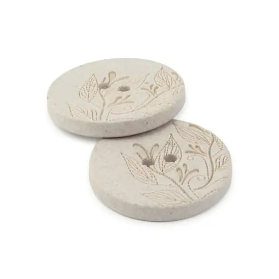 Dritz® 23mm Recycled Hemp Round Floral Button, 6ct. Light grey {4}