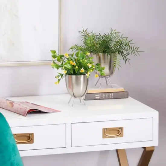 Silver Contemporary Planter, Set of 2" 7", 6" {8}