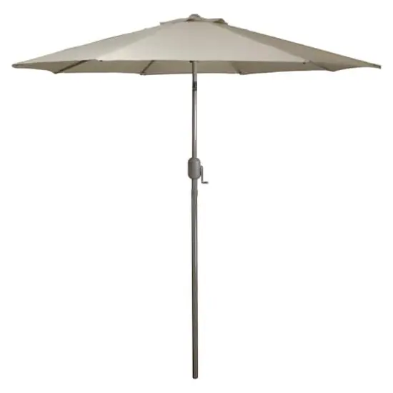 9ft. Outdoor Patio Market Umbrella with Hand Crank & Tilt Taupe/Brown {1}