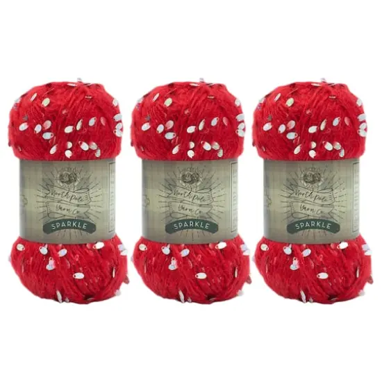 3 Pack Lion Brand&reg; North Pole Yarn Co. Sparkle Yarn Red {1}