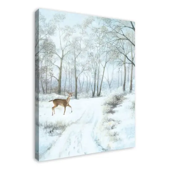Doe Walking In The Snow 30x40 Canvas Wall Art {3}