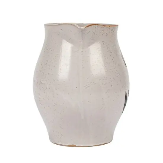 Hello Honey&reg; 50oz. White & Black Reactive Glaze Flower Design Debossed Stoneware Pitcher {8}